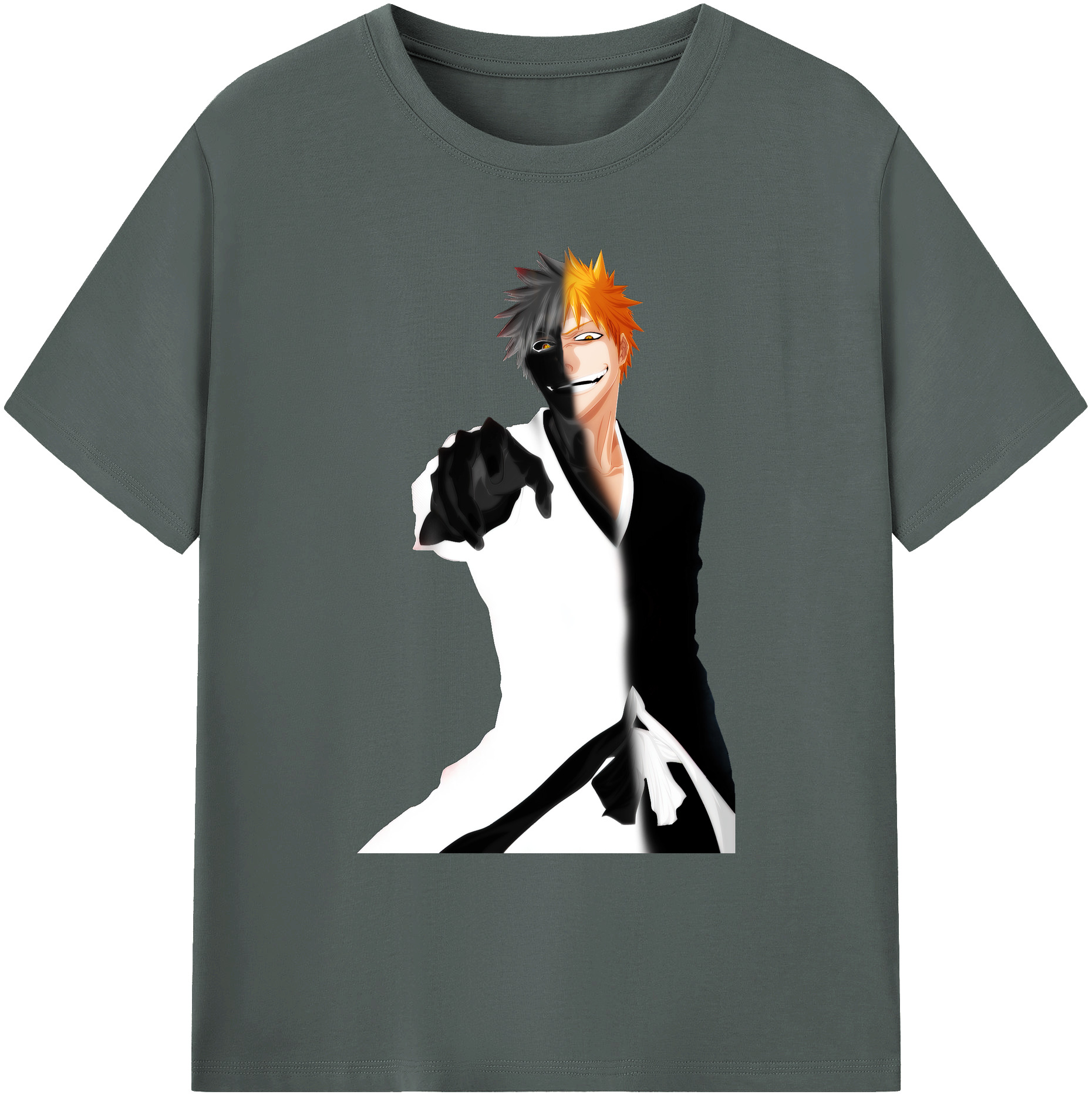 （画像用） ブリーチ 黒崎一護（くろさき いちご）BLEACH Kurosaki Ichigo 綿100％ メンズ半袖Tシャツ｜肌触りやわらか＆通気性
